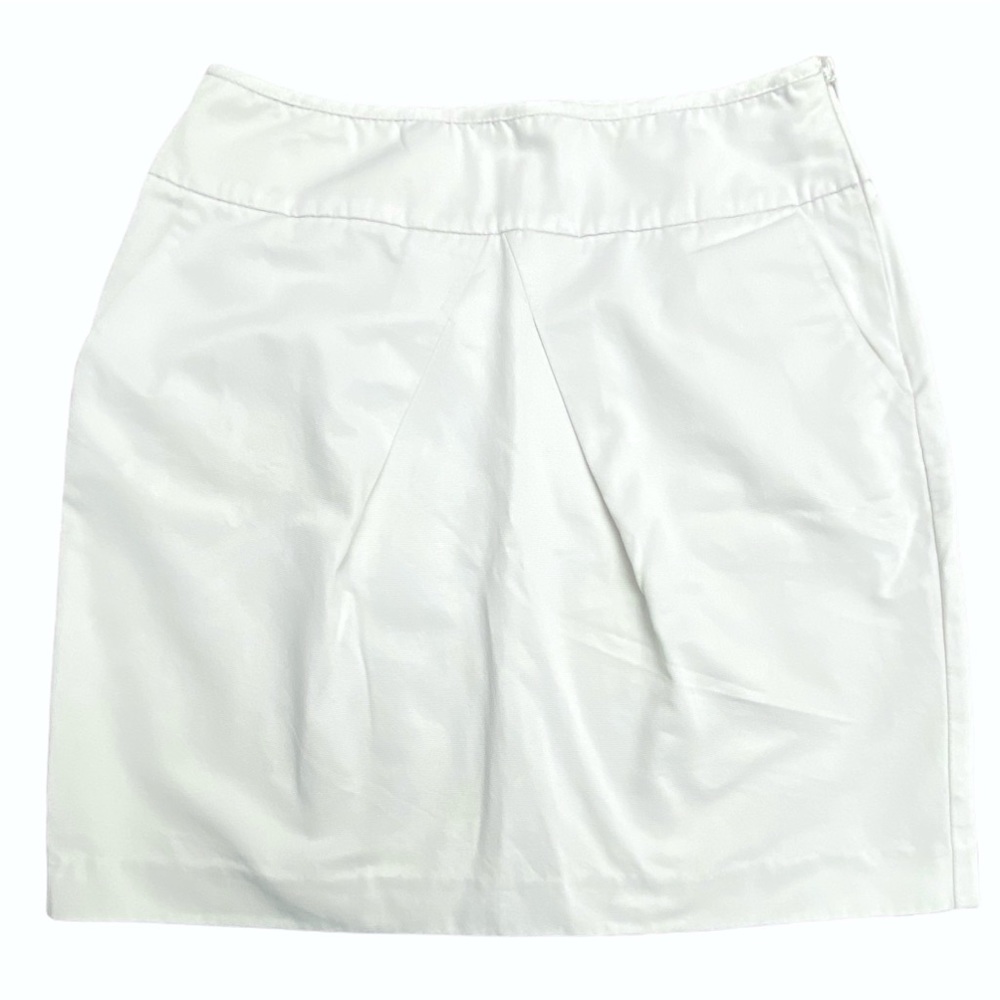 JACOB Pleated White Textured Cotton Mini Skirt 6